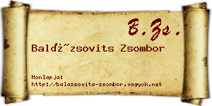 Balázsovits Zsombor névjegykártya